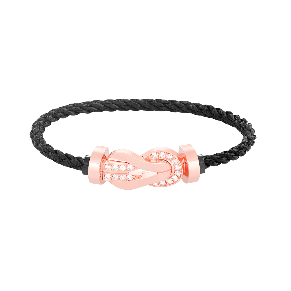 [Super CiCi ]CHANCE LARGE 8 FIGURE BUCKLE HALF DIAMOND BRACELET ROSE GOLD