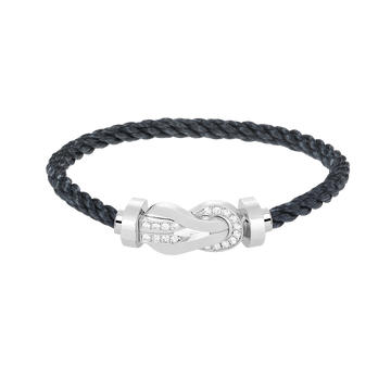 [Super CiCi ]CHANCE LARGE 8 FIGURE BUCKLE HALF DIAMOND BRACELET SILVER