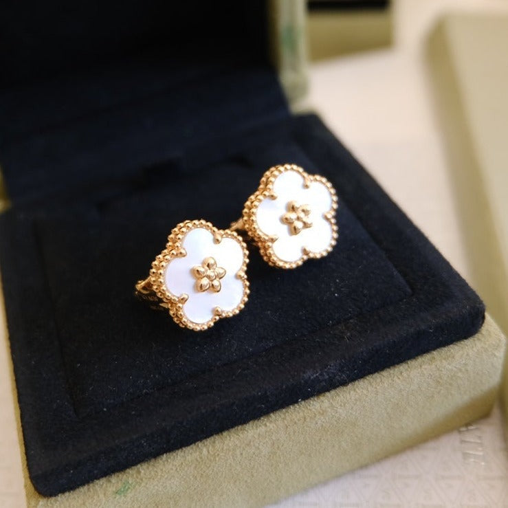 [Super CiCi ]LUCKY PINK GOLD WHITE MOP EARRINGS