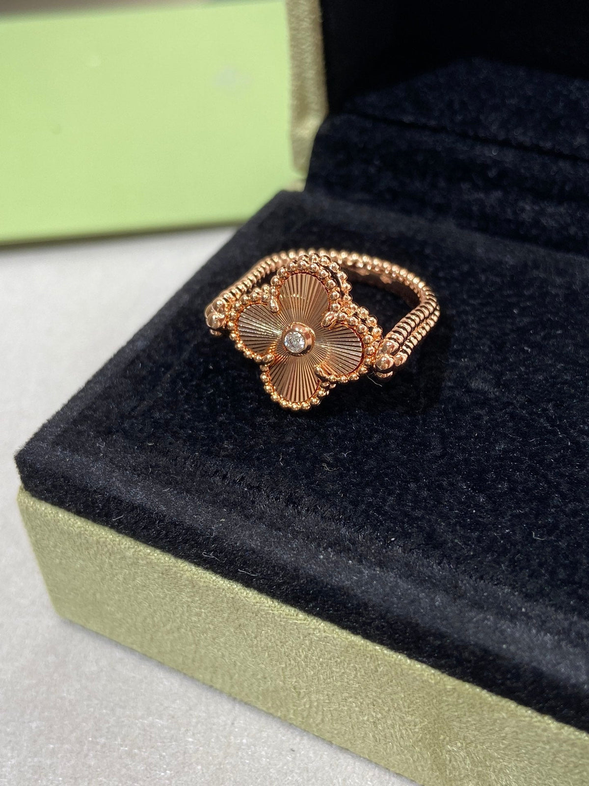 [Super CiCi ]CLOVER RIVERSIBLE ROSE GOLD RING