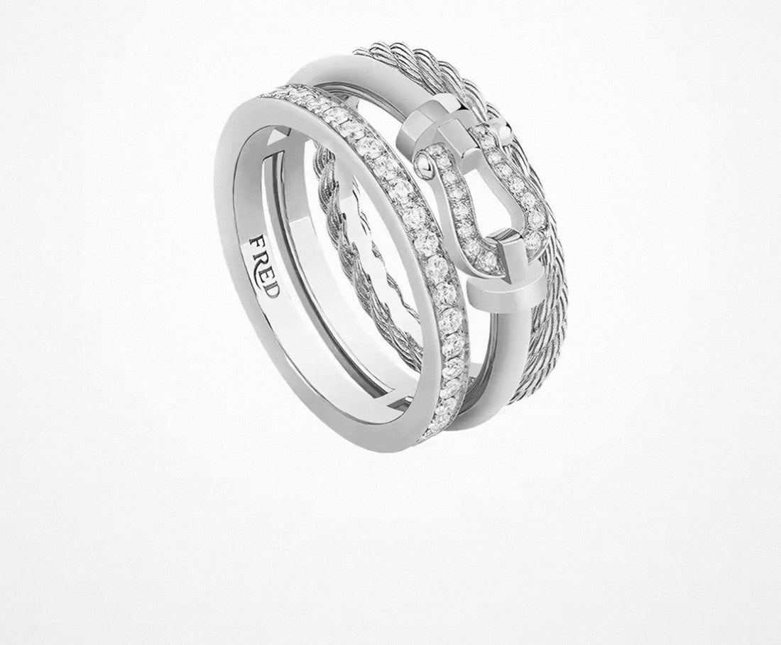 [Super CiCi]FORCE 10 RISE SERIES LARGE-SIZED 18K GOLD HALF-SET DIAMOND RING