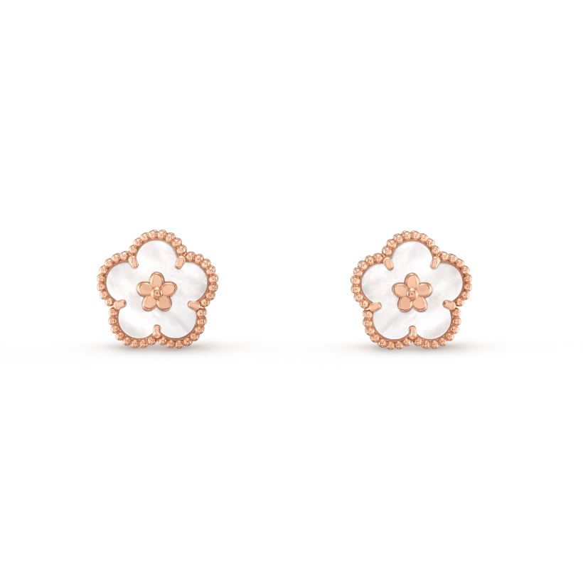 [Super CiCi ]LUCKY PINK GOLD WHITE MOP EARRINGS