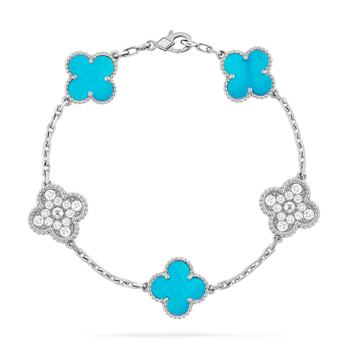 [Super CiCi ] CLOVER 5 MOTIF TURQUOISE BRACELET COLLECTION