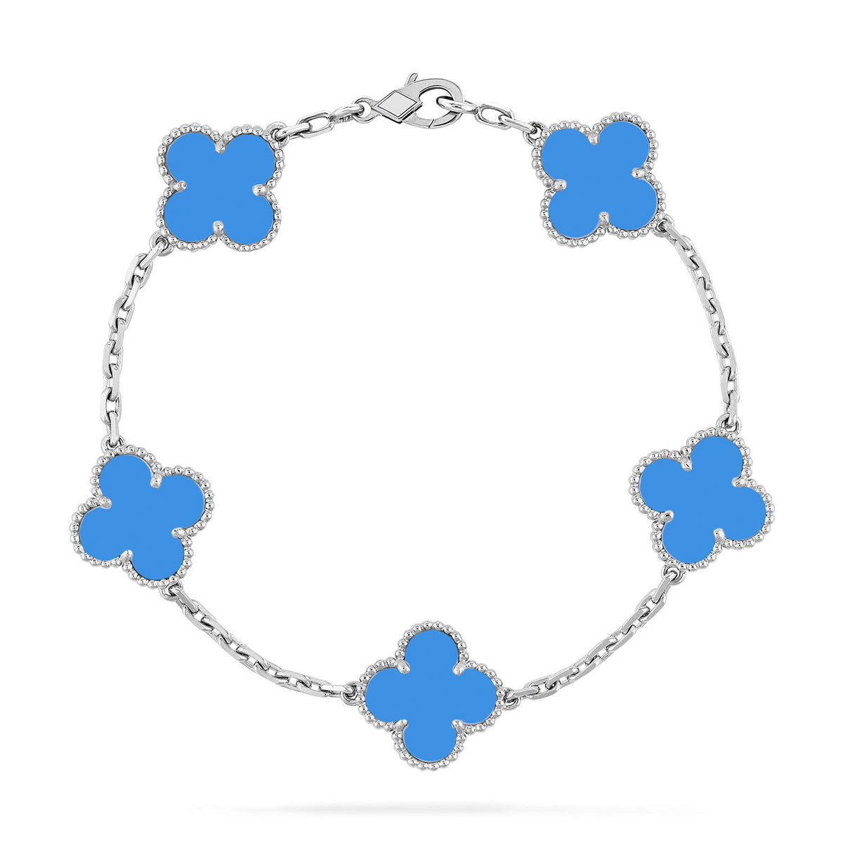 [Super CiCi ] CLOVER 5 MOTIF BLUE AGATE BRACELET COLLECTION