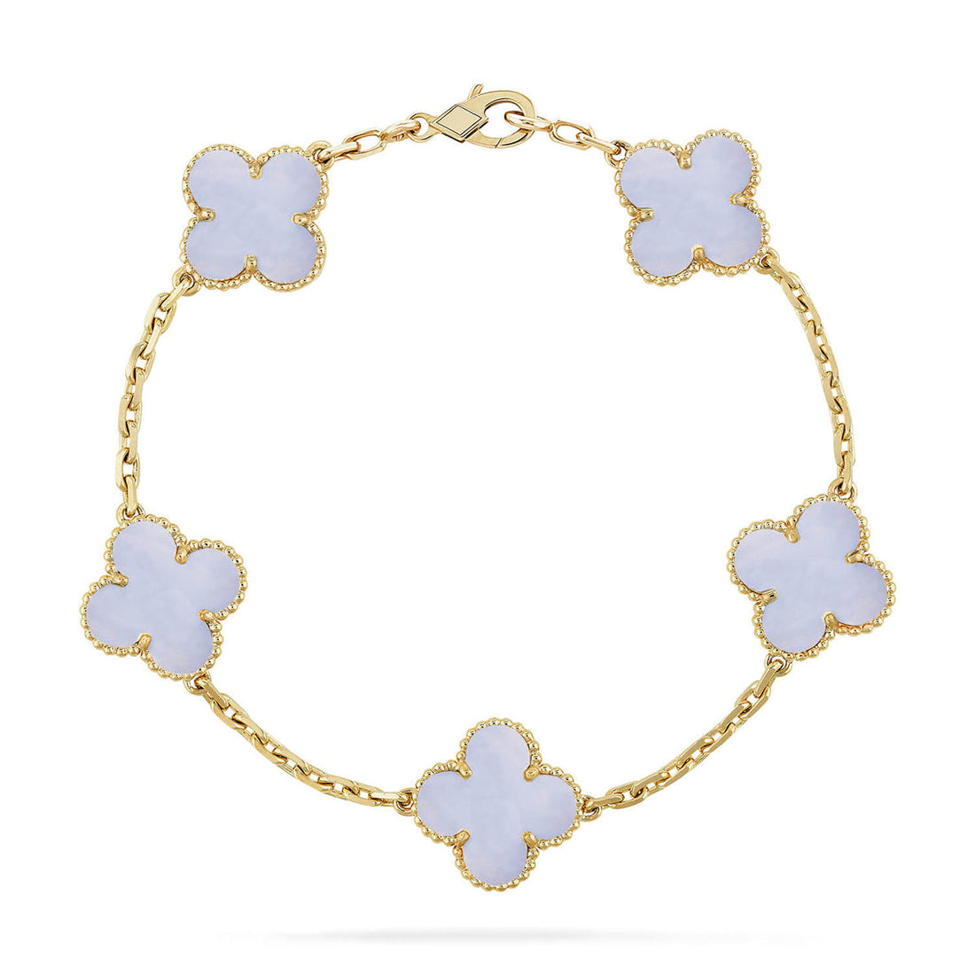 [Super CiCi ] CLOVER 5 MOTIF PURPLE CHALCEDONY BRACELET COLLECTION