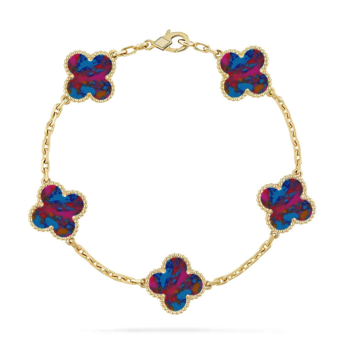 [Super CiCi ]CLOVER 5 MOTIF COLOR GEMSTONES BRACELET COLLECTION
