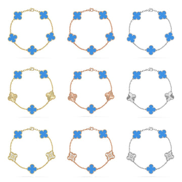 [Super CiCi ] CLOVER 5 MOTIF BLUE AGATE BRACELET COLLECTION