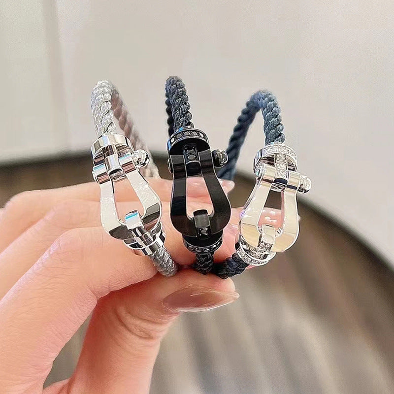[Super CiCi ]FORCE LARGE HORSESHOE FULL DIAMOND BRACELET SILVER