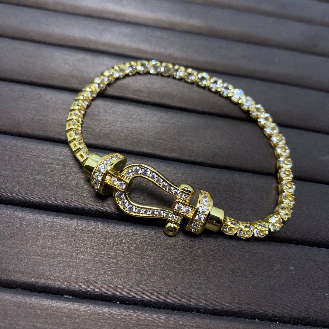 [Super CiCi ]FORCE  LARGE HORSESHOE FULL DIAMOND TENNIS BRACELET