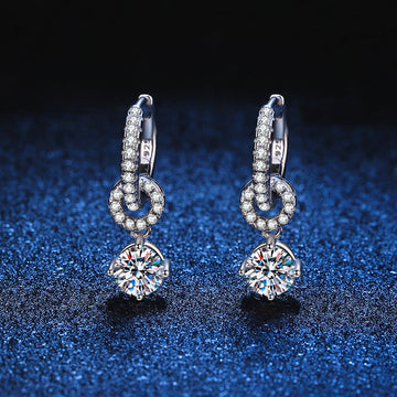 [Super CiCi]INTERLOCKING DOUBLE RING MOISSANITE DROP EARRINGS
