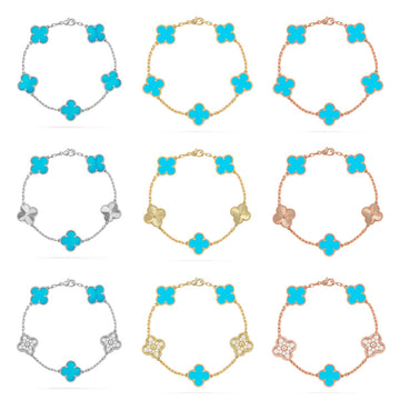 [Super CiCi ] CLOVER 5 MOTIF TURQUOISE BRACELET COLLECTION