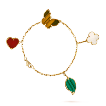 [Super CiCi ]LUCKY SPRING 5 MOTIF GOLD BRACELET