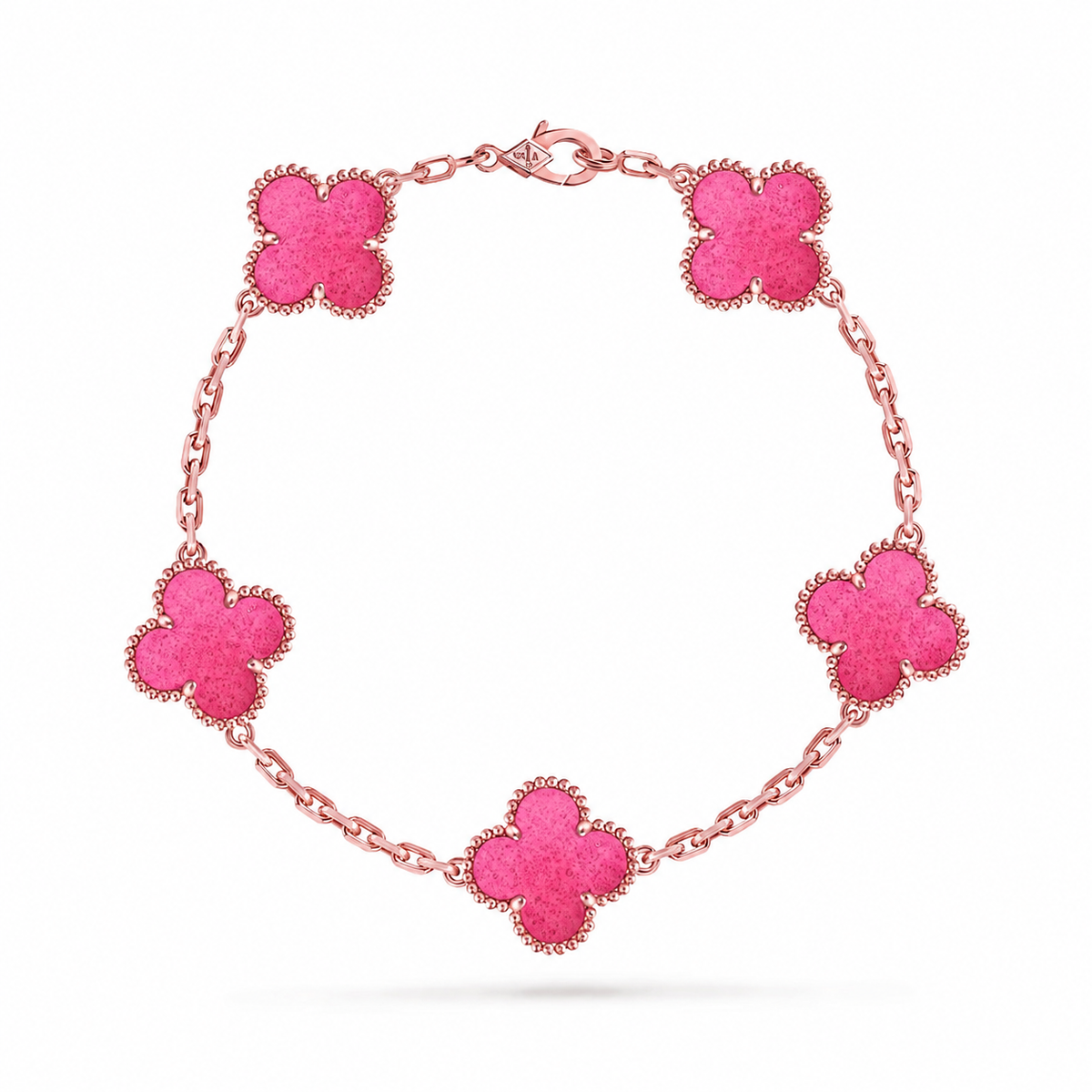 [Super CiCi]NEW CLOVER 5 MOTIFS PINK ENAMEL BRACELET