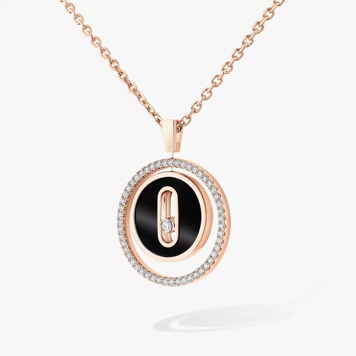 [Super CiCi]Lucky Move Diamond Necklace in Rose Gold and White Mother-of-Pearl