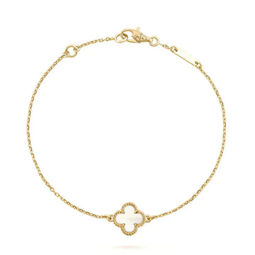 [Super CiCi ]CLOVER WHITE MOP SINGLE FLOWER BRACELET