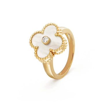 [Super CiCi ]CLOVER PINK MOP RING GOLD DIAMOND
